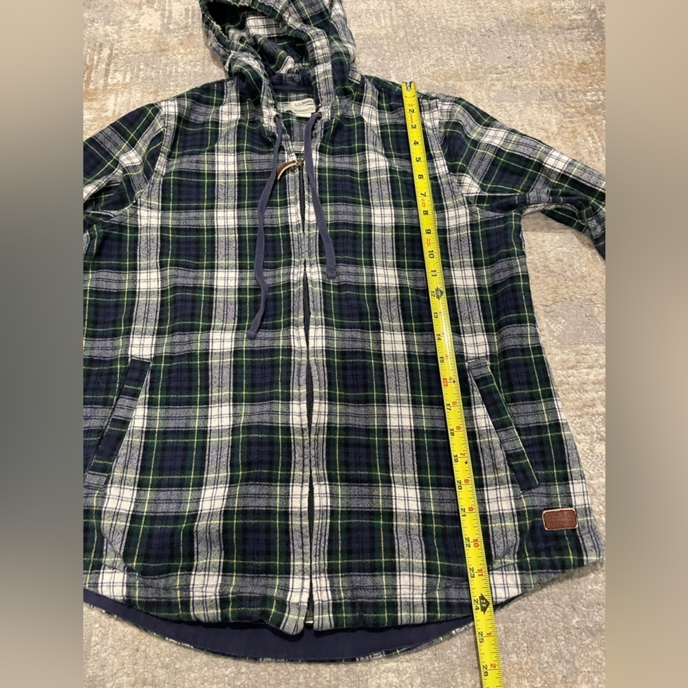 L.L. Bean Flannel Hoodie Scotch TartanPlaid Relaxed Fit Full Zip Size Small - Picture 7 of 9